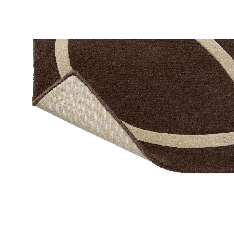 Hand Tufted Wool Abstract Area Rug in Walnut, Rectangle 5'3" x 7'6"
