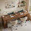 Bureau à deux places en bois massif, bureau d'ordinateur extra long de 200 cm (78,7 pouces) pour bureau à domicile