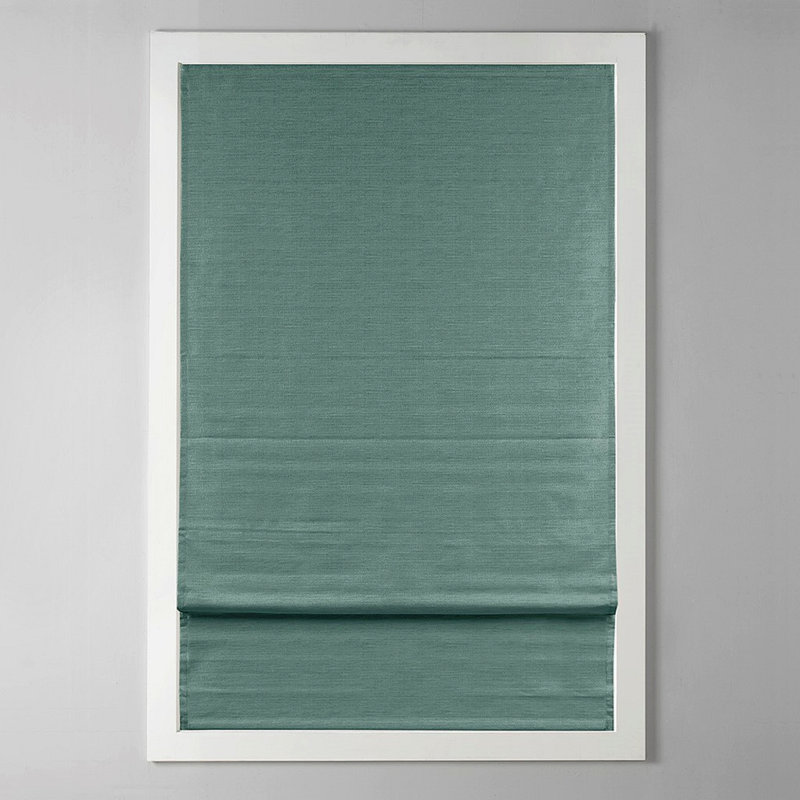 Printed Faux Silk Room Darkening Cordless Roman Shade Living Room Curtain Blackout Curtain, 27.05" W x 64.05" L, Green