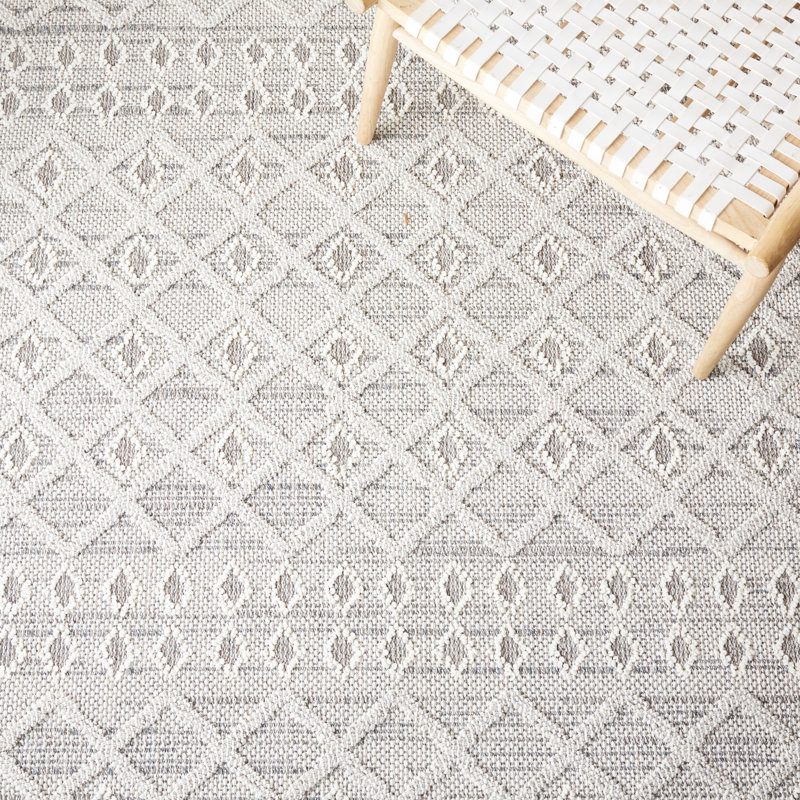 Tapis intérieur / extérieur gris Charlcombe Southwestern, Rectangle 8 pi x 10 pi