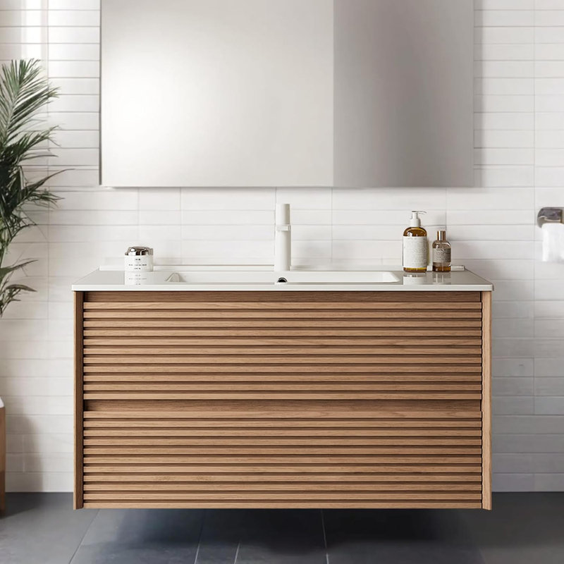 Meuble-lavabo flottant 36 po avec lavabo 36 po, lavabo intégré en céramique, 2 tiroirs inférieurs