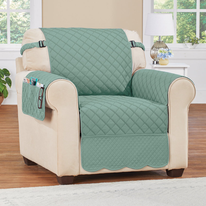 Protecteur de meuble réversible matelassé Camille, Polyester vert sauge