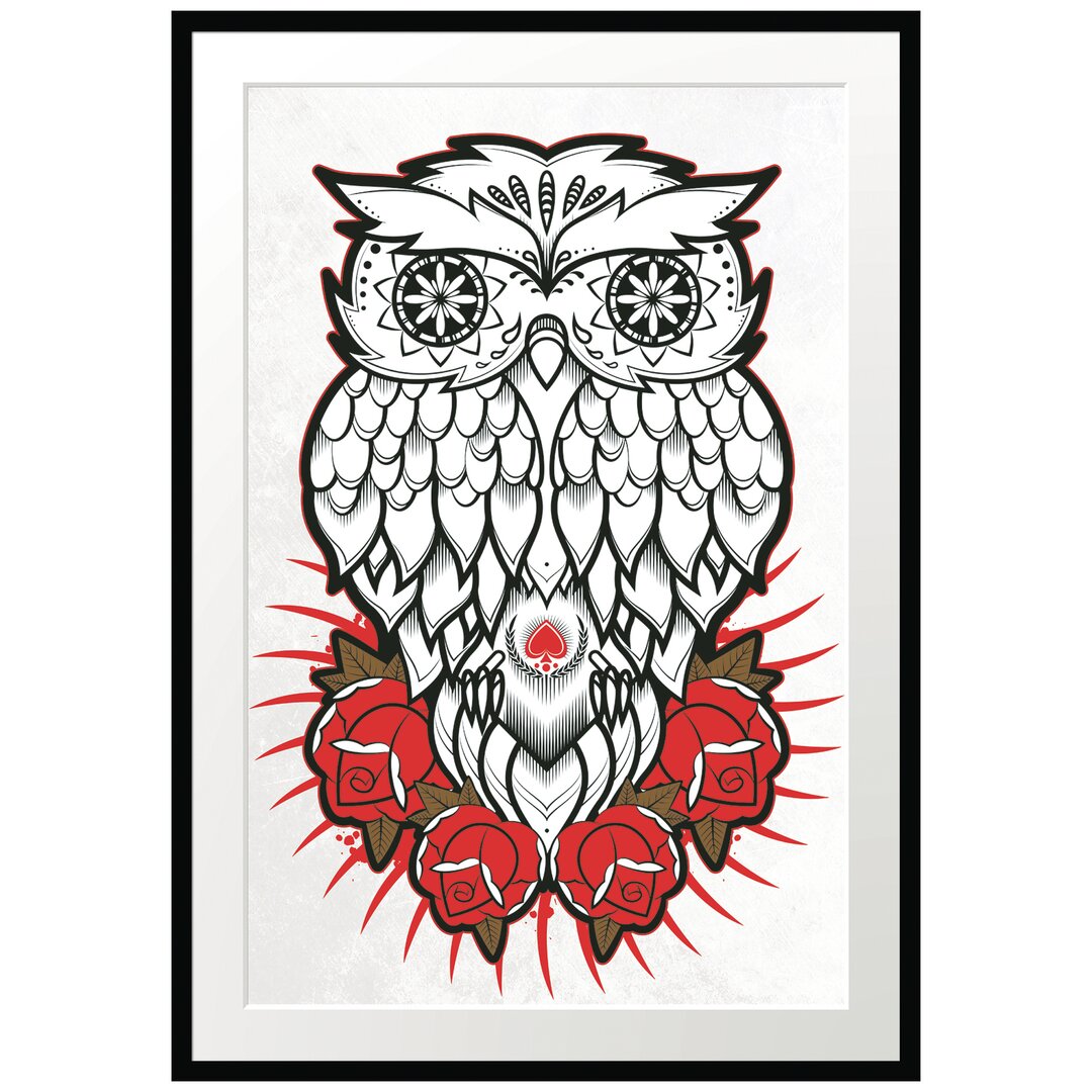 Gerahmtes Poster Owl White