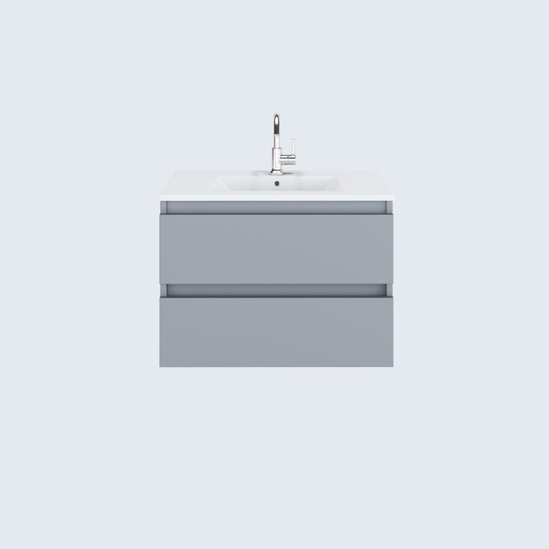 Salt 30'' Single Bathroom Vanity with Ceramic Top, Gray