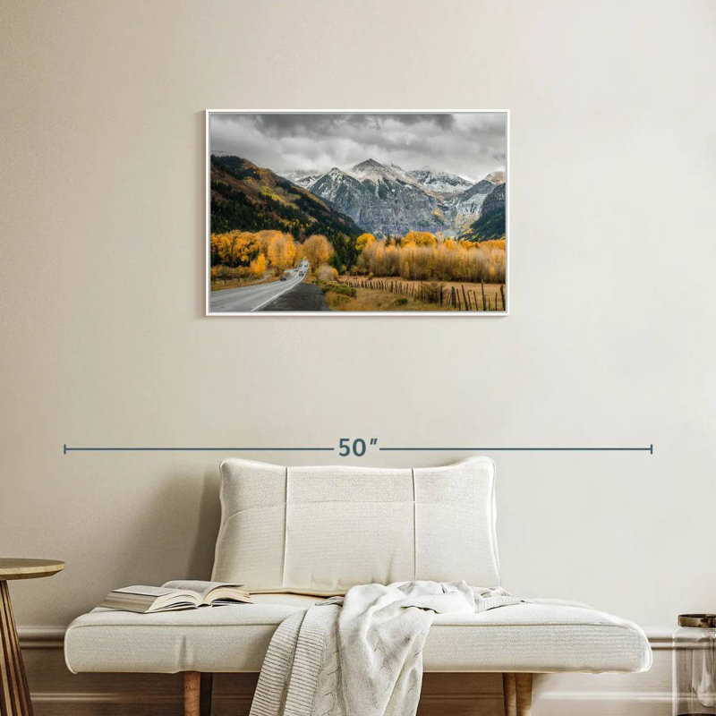 Route d'automne à Telluride, Cadre flottant blanc, 31 po x 21 po