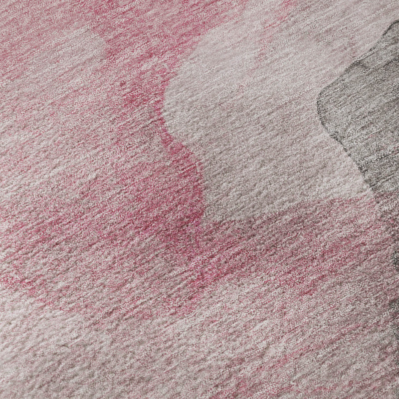 Tapis abstrait lavable à la machine de qualité supérieure Mayfield AMF2109, 2 pi 6 po x 3 pi 10 po, Rosé