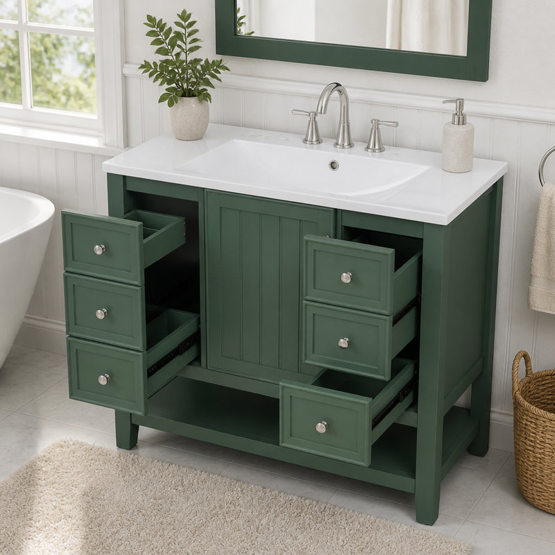 Meuble-lavabo 36 po avec lavabo et rangement polyvalent, Blue