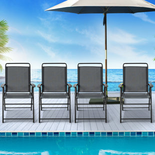 Outdoor High-quality Patio Chair Fabric Patio Folding Chair Folding Chair Set (Set of 4)