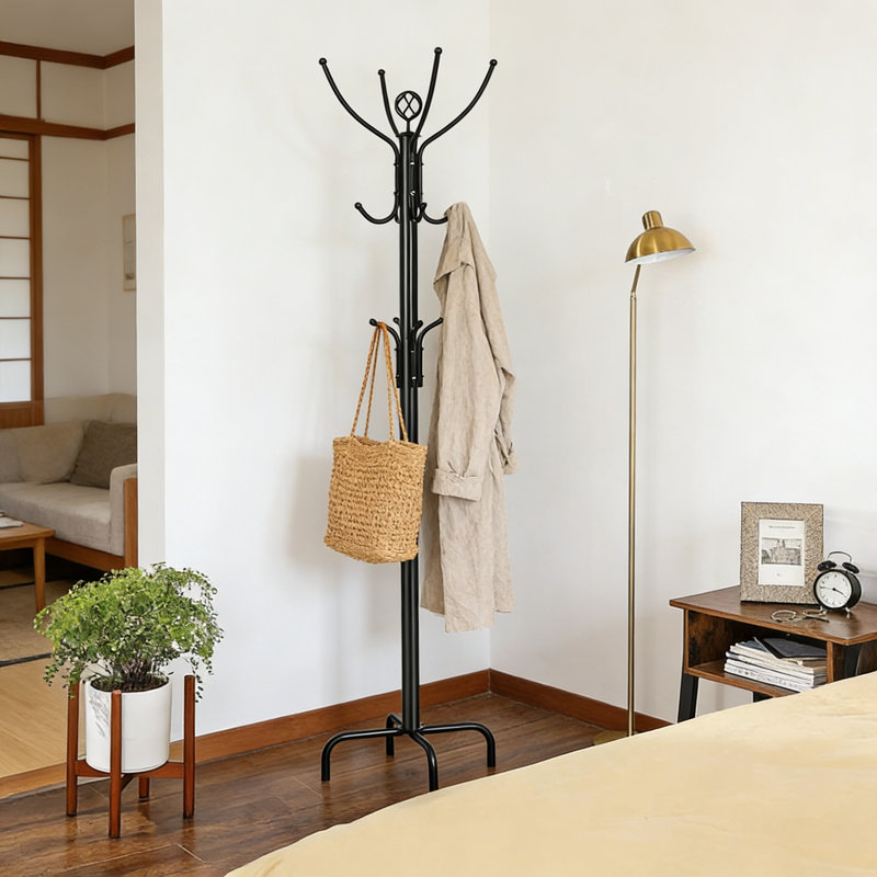 Freestanding Coat Rack, Heavy Duty 78-Inch Metal Coat Tree With 12 Hooks, Entryway Hat Jacket Umbrella Holder, Easy Assembly No Tools Required