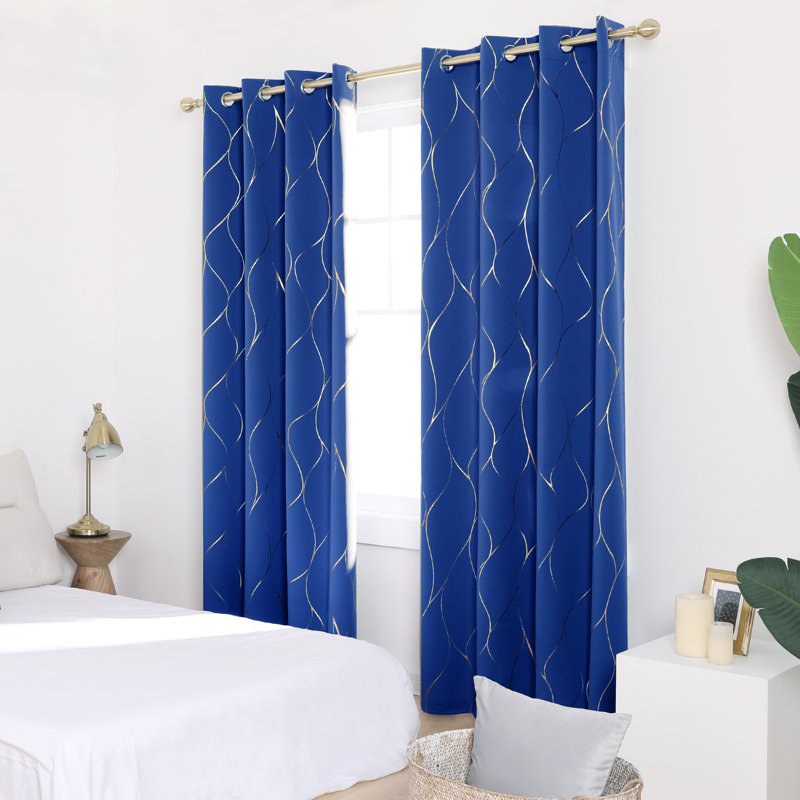 Valmar Blackout Curtain Pair, Width 132 x Drop 160cm, Royal Blue