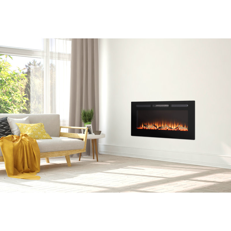 Orlando Adam Black Electric Fireplace Insert, 50" H x 107" W x 12" D