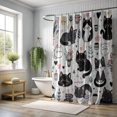Darianyin - Monochromes félins - 1 pièce Curta de douche standard