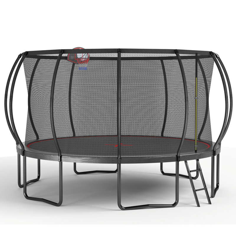 Citrouille 14 pi noire et rouge - forme de trampoline - hauteur du cadre 90 cm