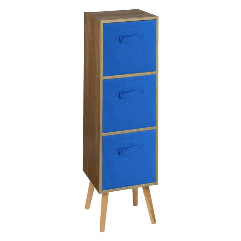 Corto 100cm H x 30cm W Wood Standard Bookcase, Oak/Dark Blue/Black