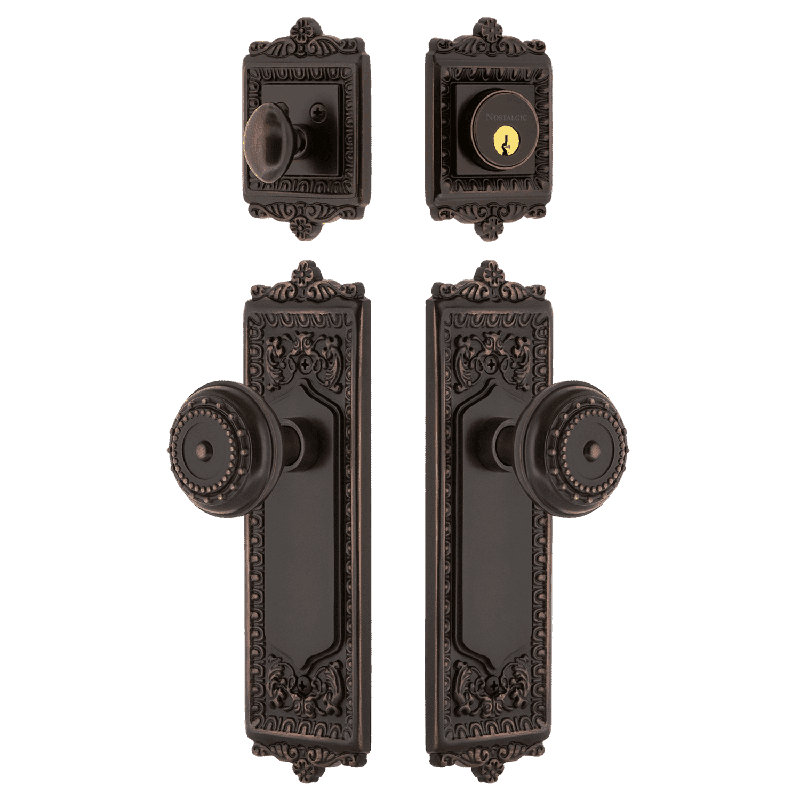Nostalgic Warehouse Egg & Dart Entry Set with Meadows Knob, 2.75, Timeless Bronze