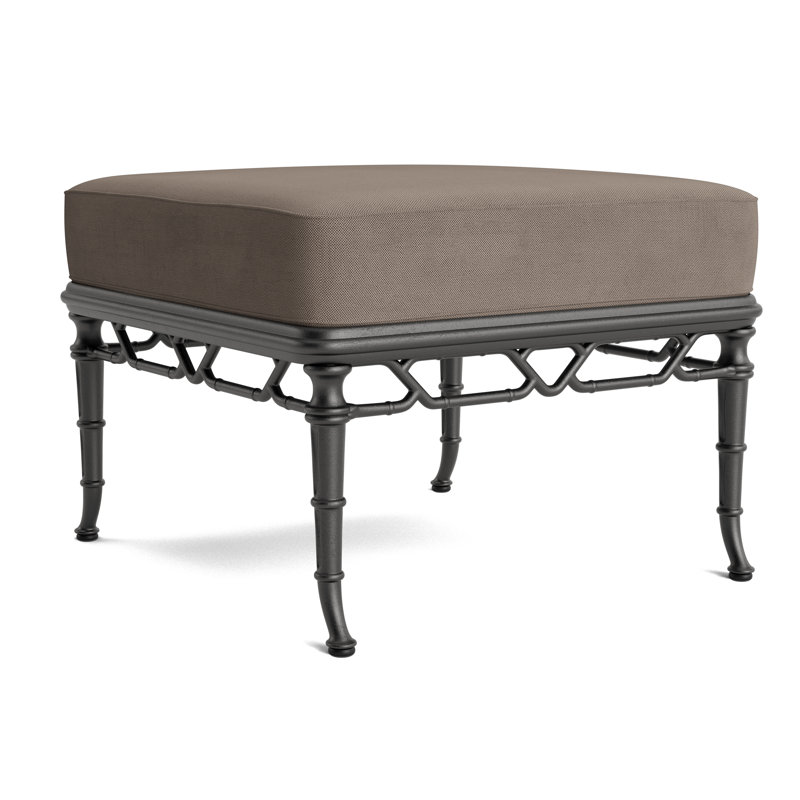 Calcutta Outdoor Ottoman, Textured Pewter, Fushion Clay