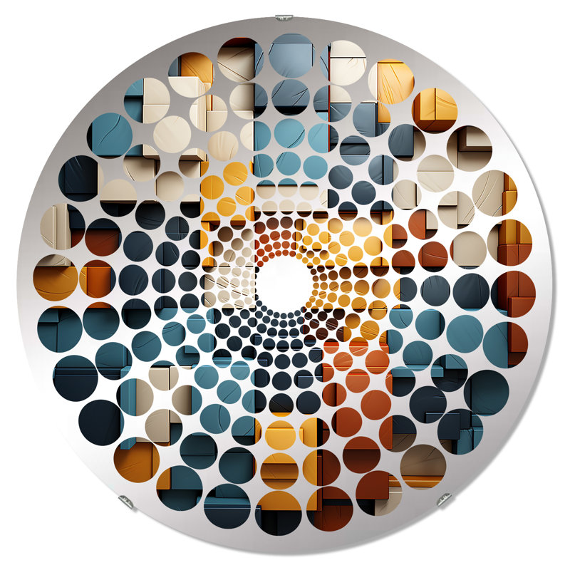 Cubist Harmony Tones Collage I - Miroir décoratif Radial Dot-MIR110270-Rond, 23,6 po x 23,6 po