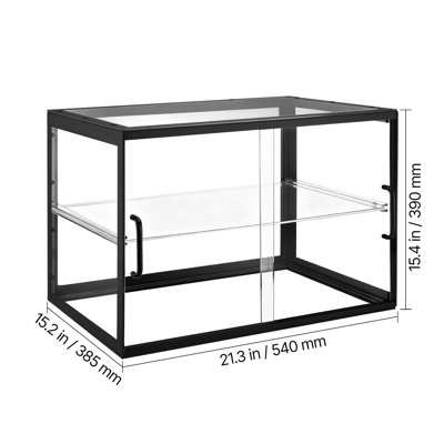 Vitrine de boulangerie, vitrine de pâtisserie commerciale à 2 niveaux, boîte à pain en acrylique transparent pour la cuisine, armoire à gâteau de fête avec porte coulissante pour beignet à dessert, 21,7 po x 15,2 po x 15,4 po