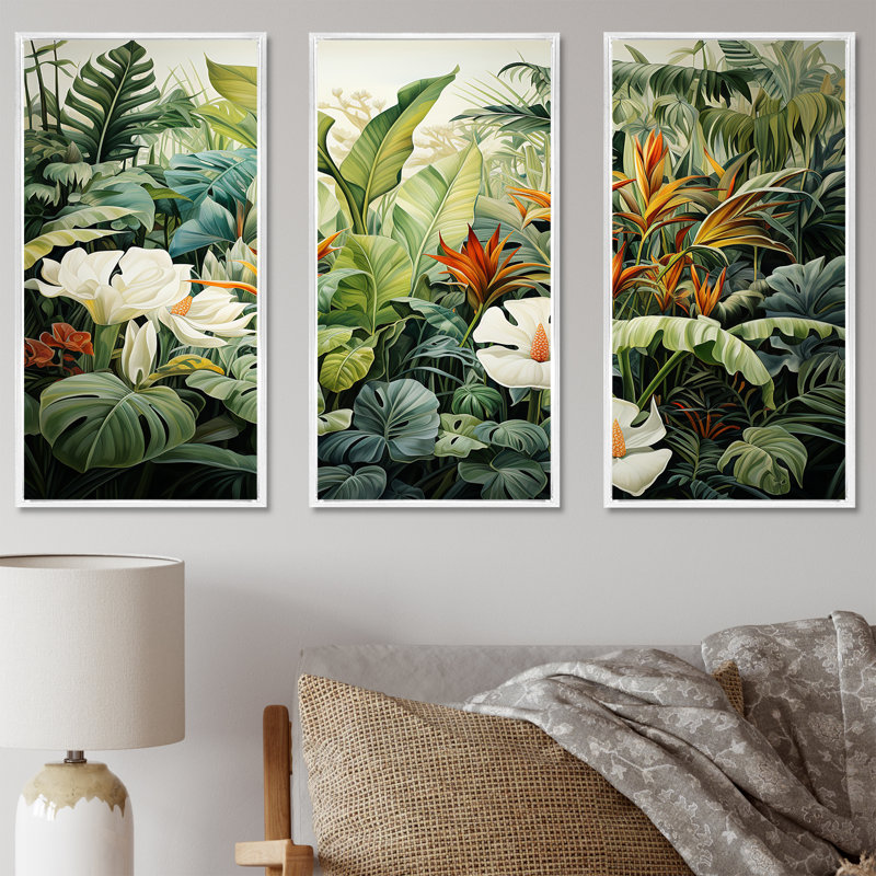 Hammondsport - ensemble d'art mural plantes, Cadre flottant blanc, H 32 po x l 48 po x P 1 po