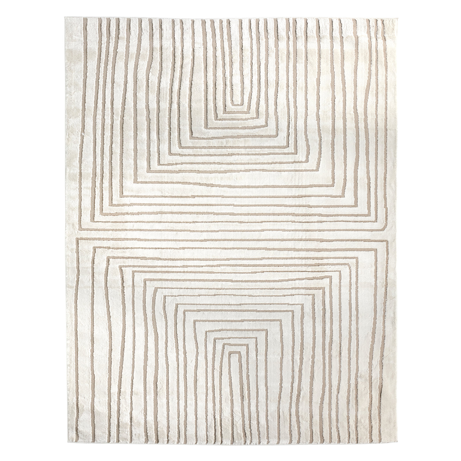 Quillan Ivory Beige Striped Rug, Rectangle 7'10"X10'