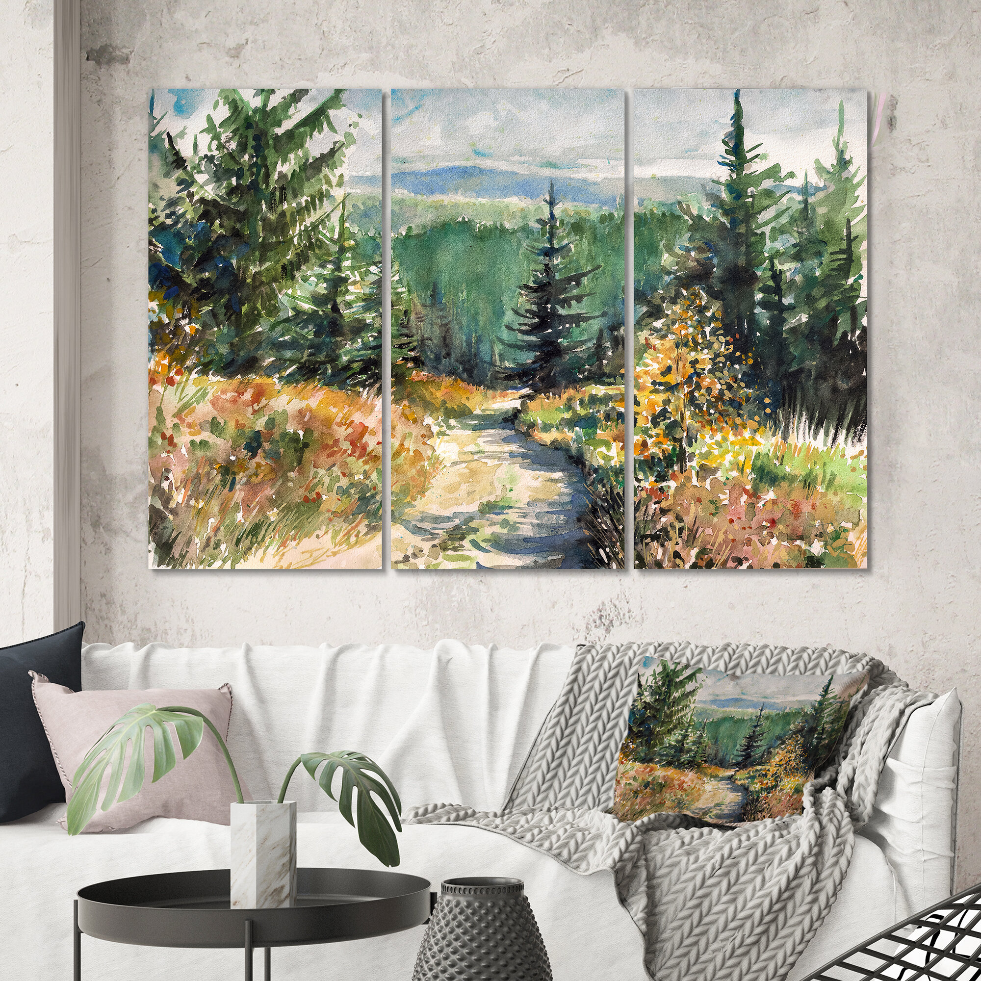 Bless international Little Road In Mountain Landscape On Canvas Pieces  Painting Wayfair