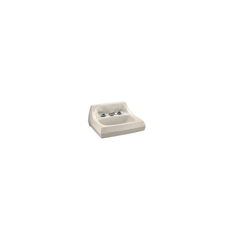 Kingston Vitreous China Rectangular Wall Mount Bathroom Sink with Overflow, Single Hole, White