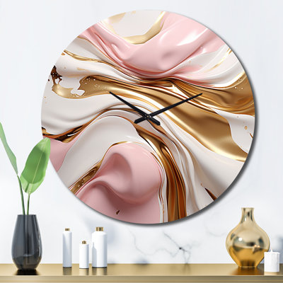 Horloge murale rose et or