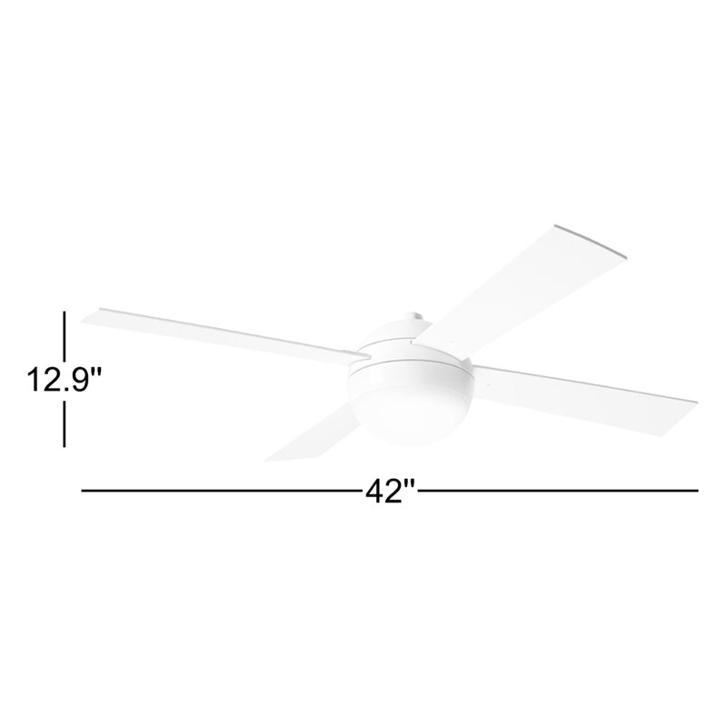 Ball 42'' Ceiling Fan with LED Lights, Fan Speed and Light Control (3-wire), White, Gloss White