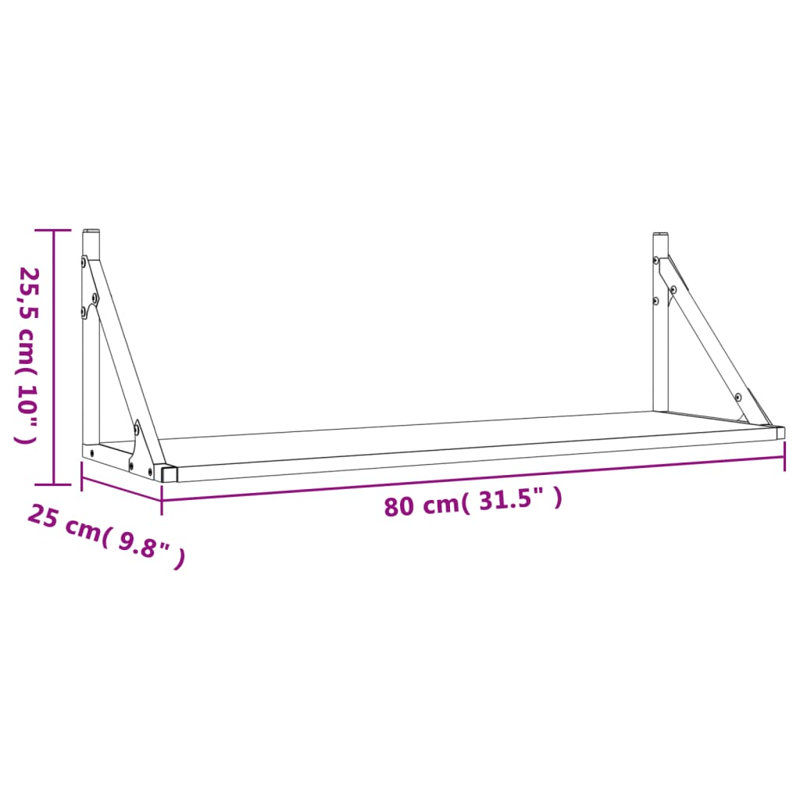 Bohuslavice Bracket Shelf, Sonoma Oak, 25.5 cm H x 80 cm W x 25.5 cm D
