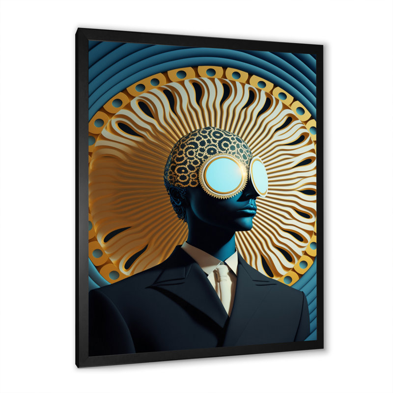 «Golden Consciousness Man II», reproduction sur toile, Impression noire sur toile encadrée, H 20 po x l 12 po x P 1 po
