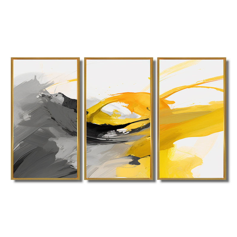 Cyrine - ensemble d'art mural paysage urbain, Cadre flottant doré, H 32 po x l 48 po x P 1 po