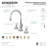 Kingston Brass Governor Two-Handle 3-Hole Deck Mount Widespread Bathroom Faucet with Brass Pop-Up Drain-71842379-71842377