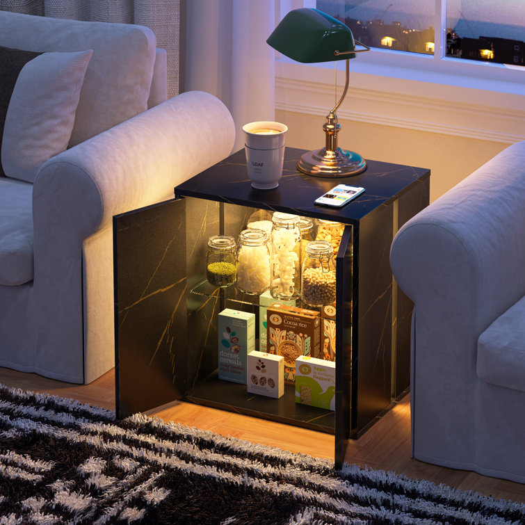 LED Nightstand End Table Side Table Wrought Studio Color: Brown