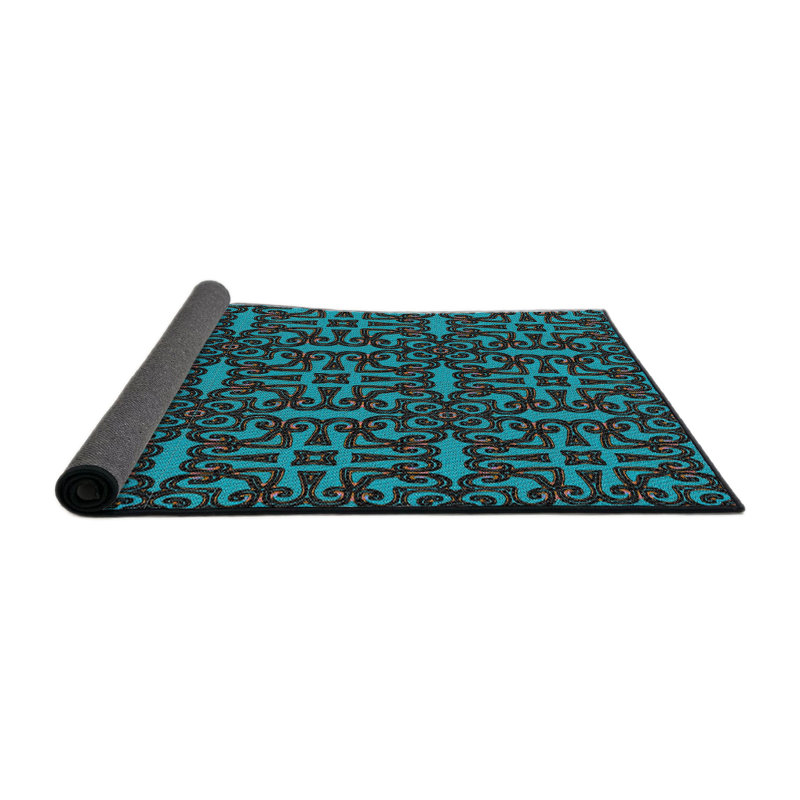 Tapis vert/mauve tissé à la machine, Rond 3 pi