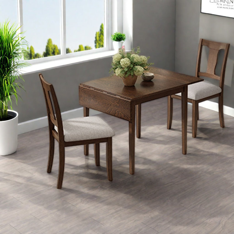 Ensemble de table et de chaises de salle à manger à abattants (table et chaises incluses), en bois MDF, style ferme moderne, idéal pour les petites cuisines.