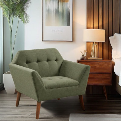 Fauteuil rembourré avec dossier touffeté de 37 po de largeur Merrylite, vert