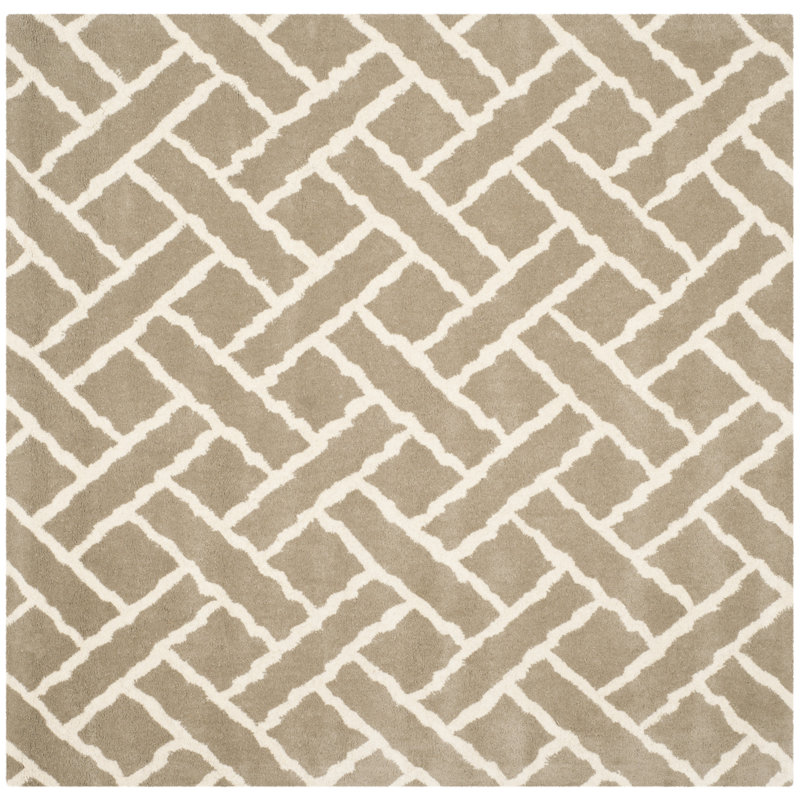 Teresita Hand Tufted Wool Geometric Rug, Square 5'