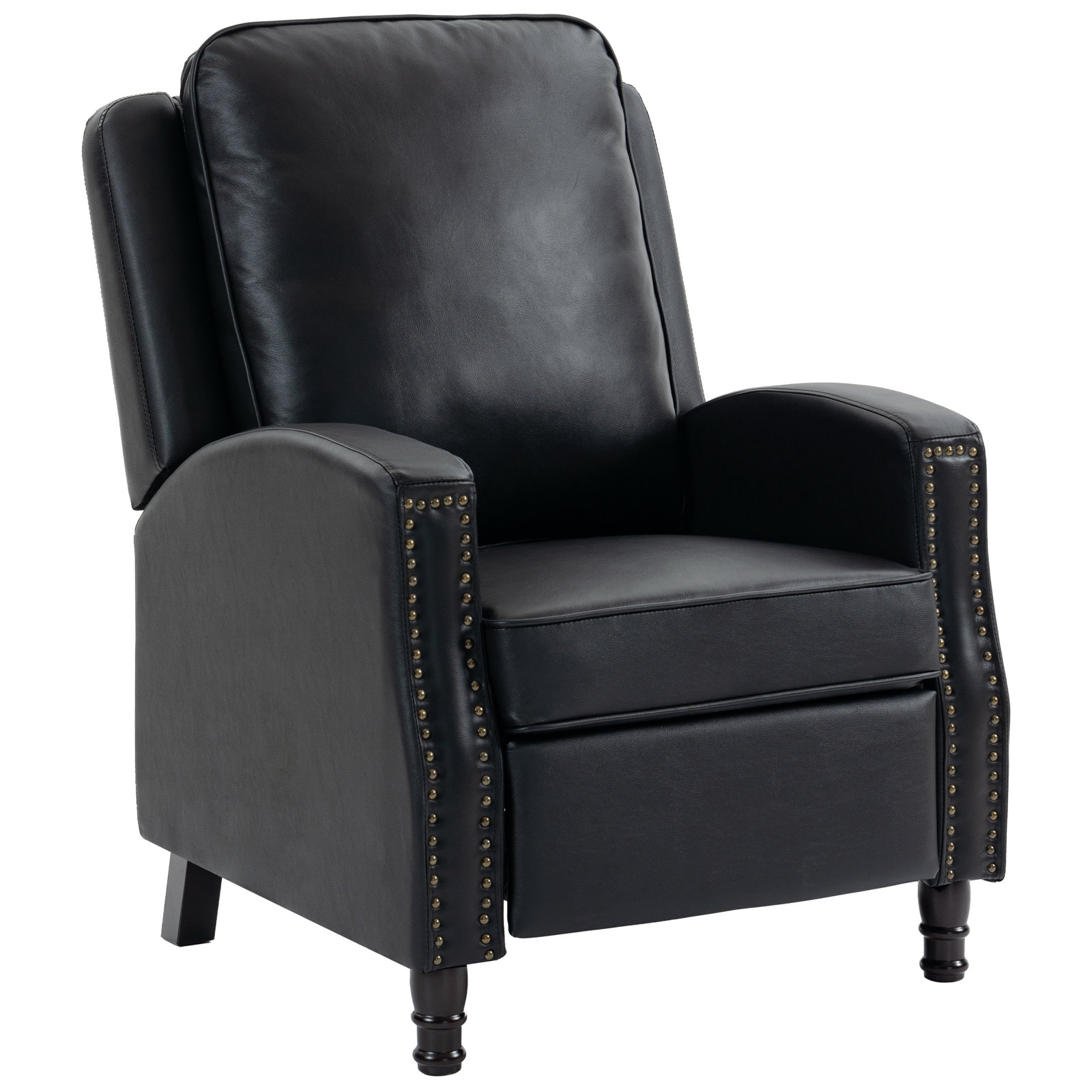 Leather Nailhead Recliner, Black