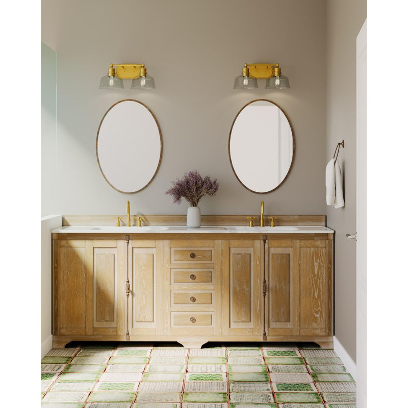 Éclairage pour meuble-lavabo 36 po Leo, Laiton rétro, Deux lumières
