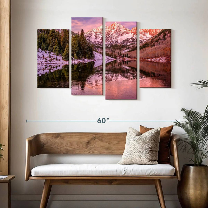 Alvord Maroon Bells, lever de soleil rose, H 32 po x l 52 po