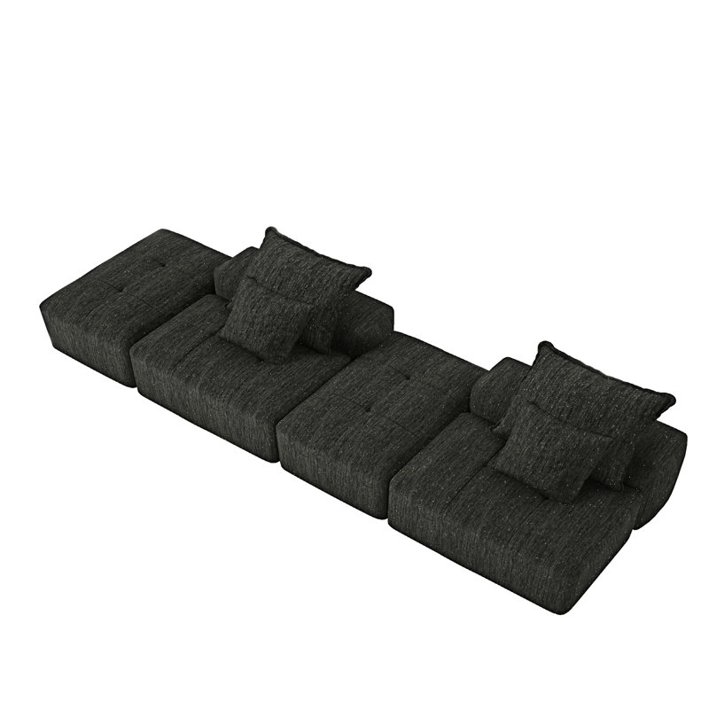 Canapé modulaire modulaire avec repose-pieds, Noir