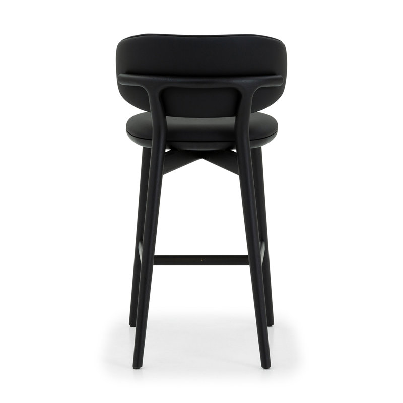 Soren Upholstered Stool with Solid Wood Frame, Matte Black/Midnight/Dark Bronze