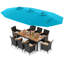 Ensemble de 11 chaises de patio en osier avec parasol double face et 8 chaises empilables-240306078-240306080