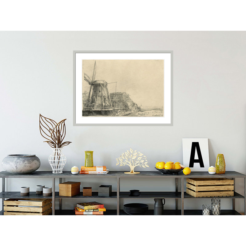 «Windmill» par Rembrandt van Rijn - Impression giclée encadrée, 31.31" H x 41.5" W