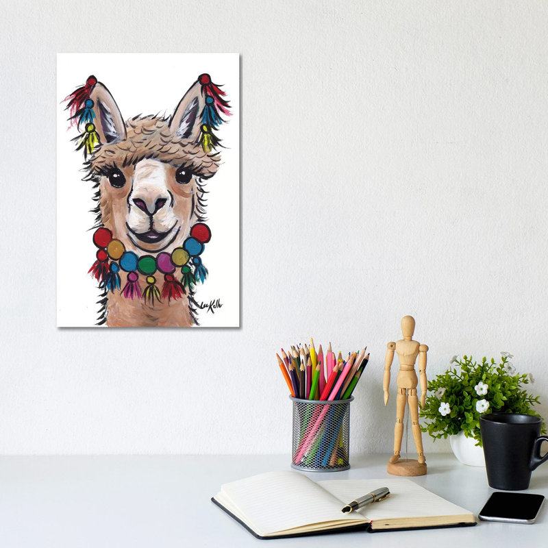 Alpaca With Tassels - Wrapped Canvas Print, 20.32 cm H x 30.48 cm W