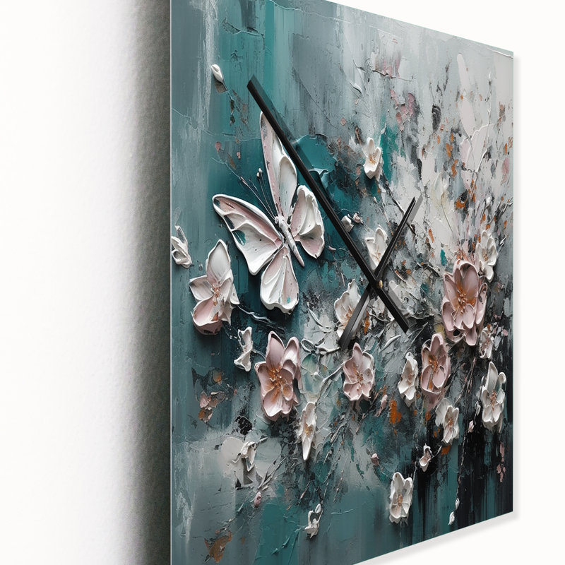 Jasson - Horloge murale moderne florale, H 32 po x l 16 po x P 1 po