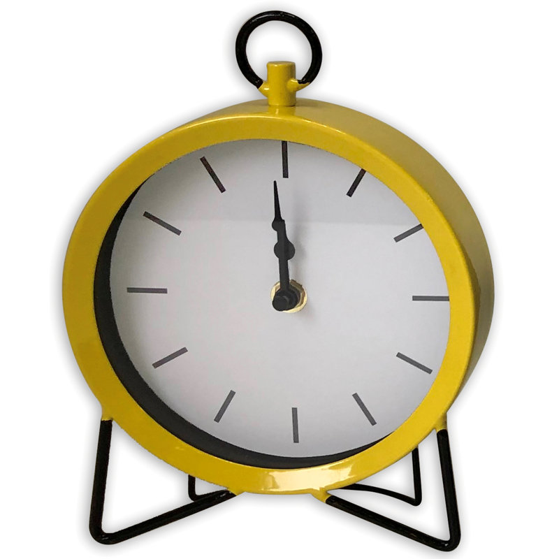 Analog Stainless Steel Mechanical Tabletop Clock, Yellow
