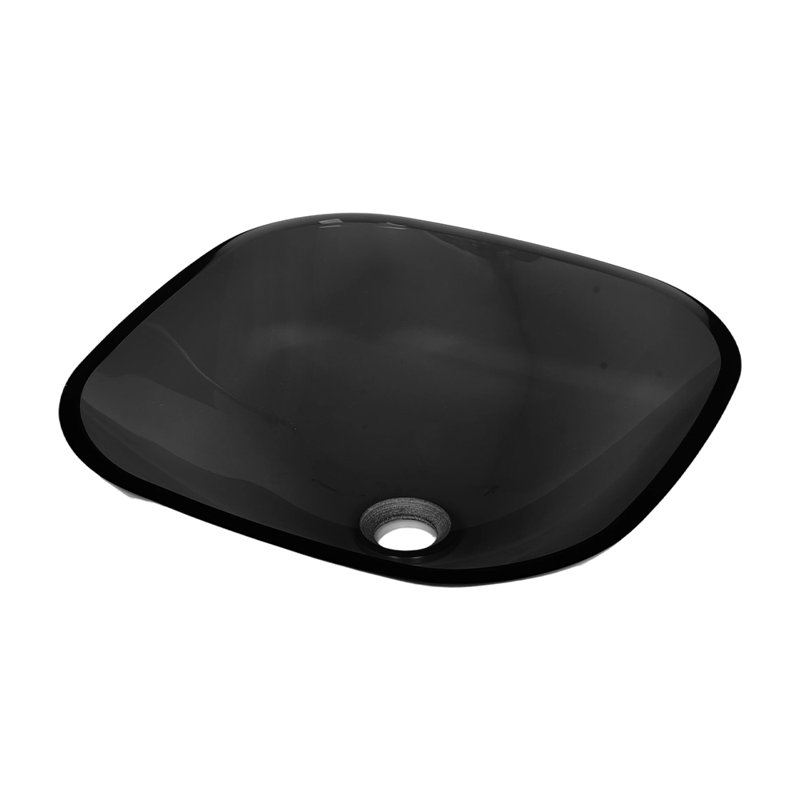 Belfry Bathroom 420mm L x 420mm W Tempered Glass Square Sink, Satin Black