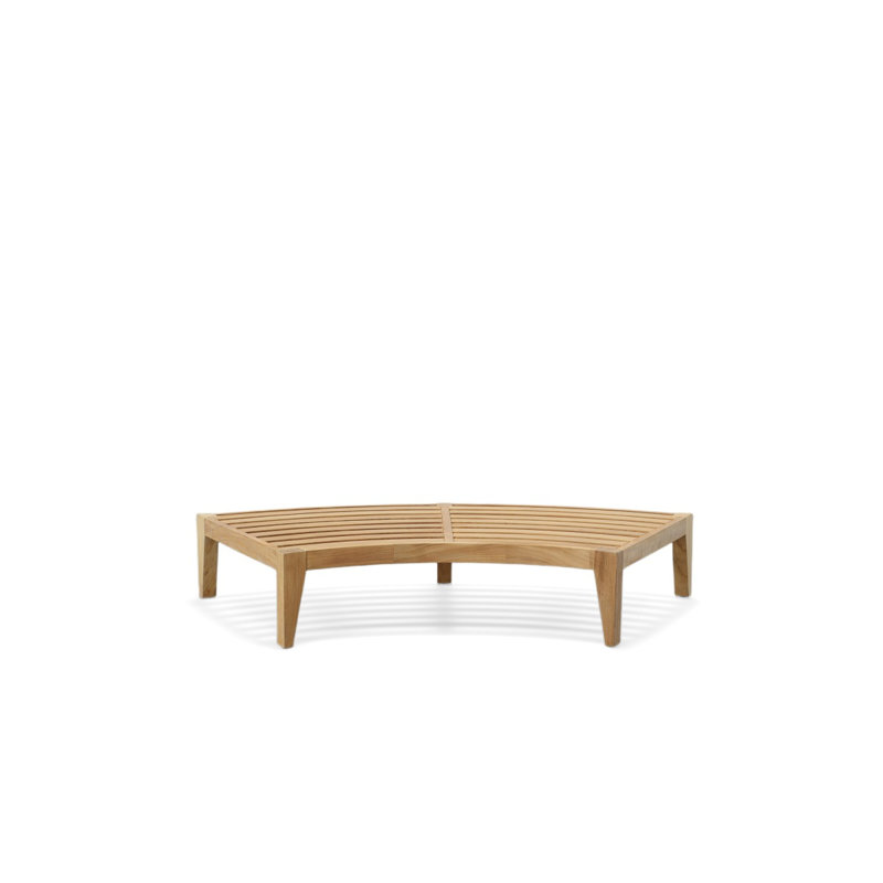 Teak Outdoor Bench with Off-White Cushions