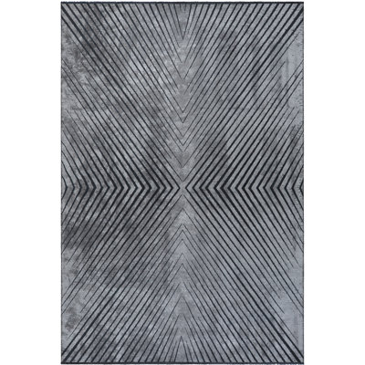 Rapture Chevron Area Rug in Black/Gray